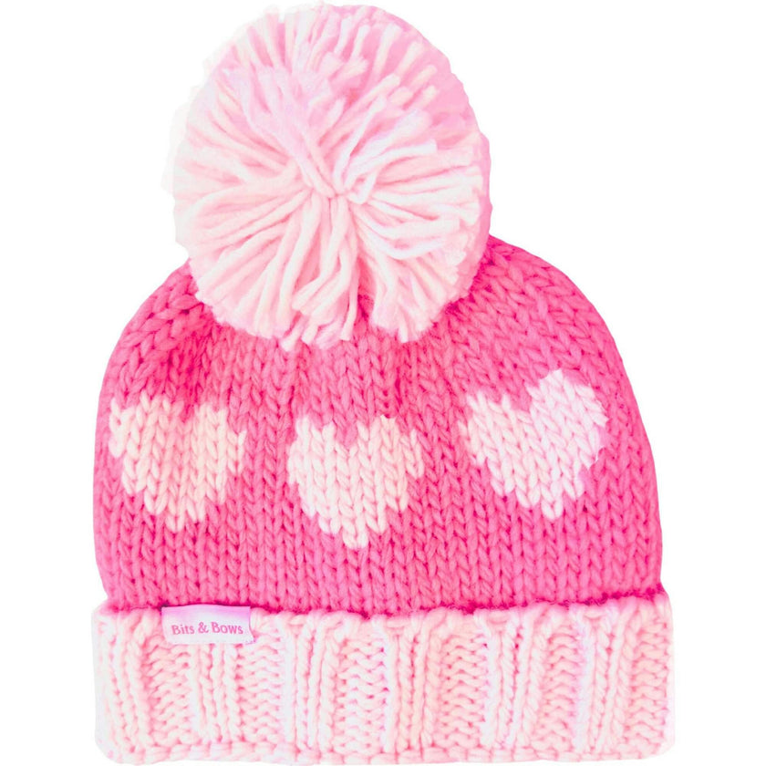 Hearts Bobble Hat/Mittens Bundle