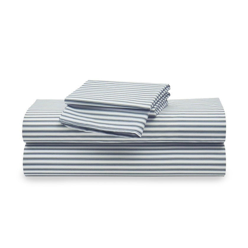 Luxe Premium Cotton Navy French Ticking Bed Sheets
