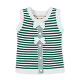 Organic Button Front Sweater Tank with Bows
