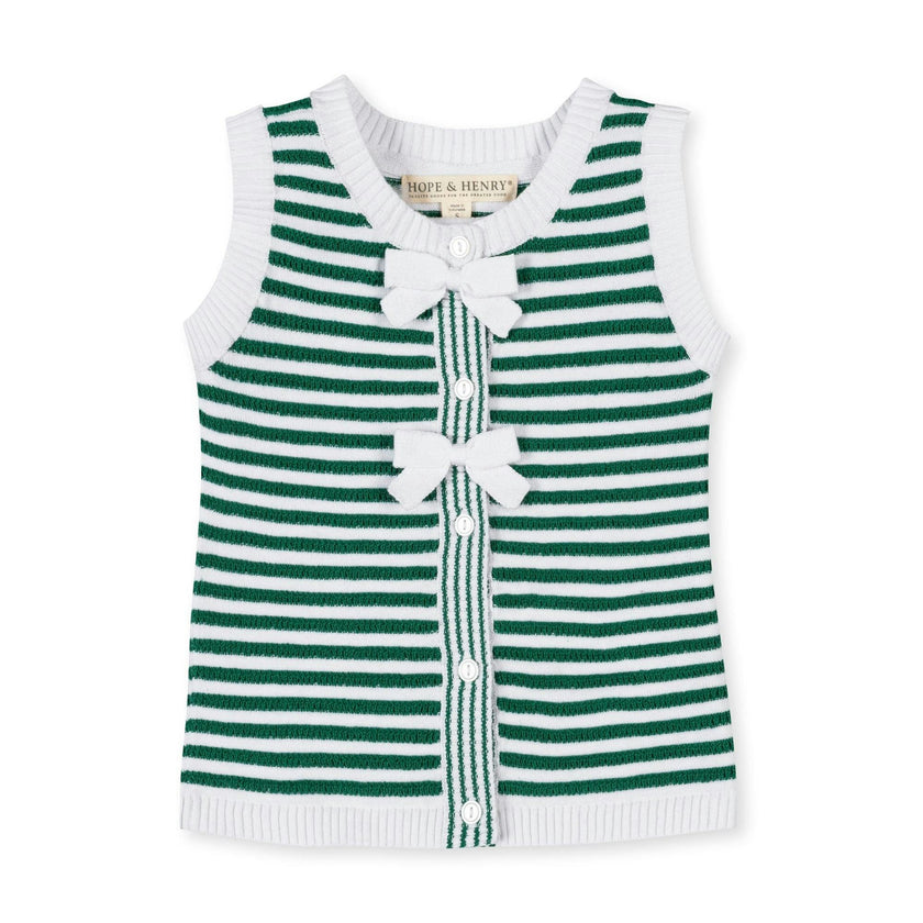 Organic Button Front Sweater Tank with Bows