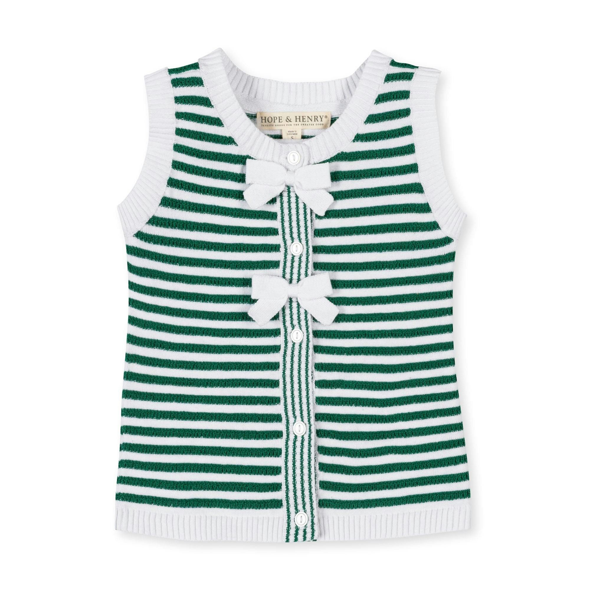 Organic Button Front Sweater Tank with Bows