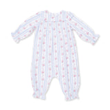 Anna Floral Stripe - Smocked Long Sleeve Romper