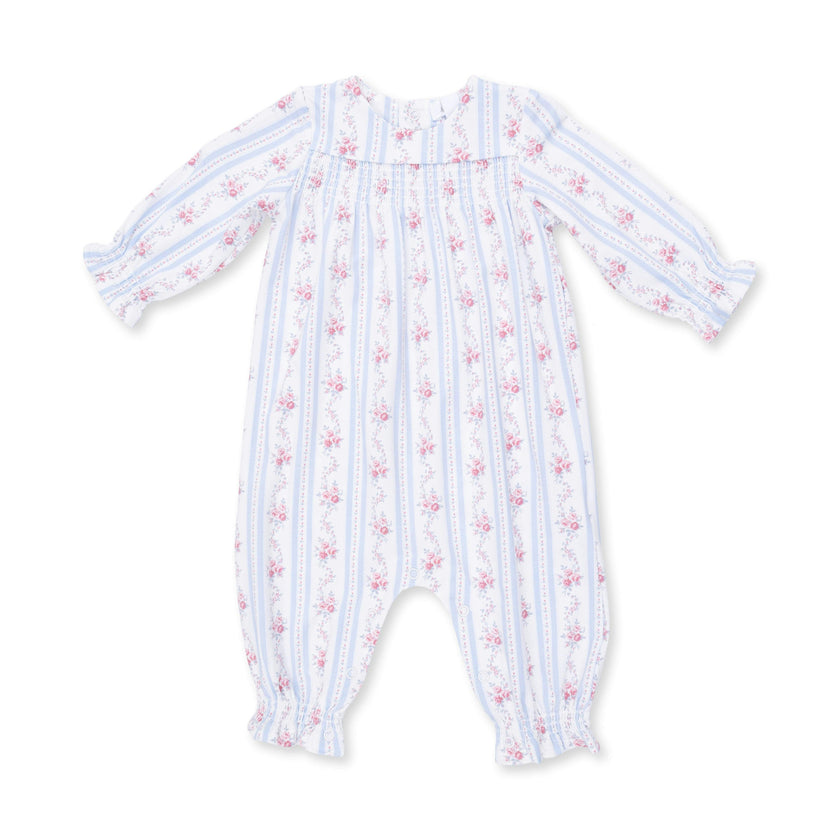 Anna Floral Stripe - Smocked Long Sleeve Romper