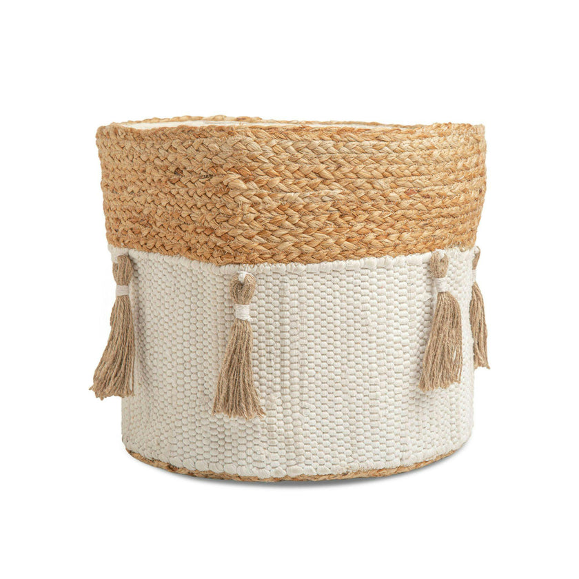 Cotton & Jute Boho Storage Bin