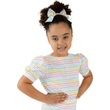 Puff Sleeve Tee in Rainbow Heart Stripe