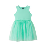 Girls Chenille Floral Sweatshirt & Tulle Tank Dress Set | Aqua