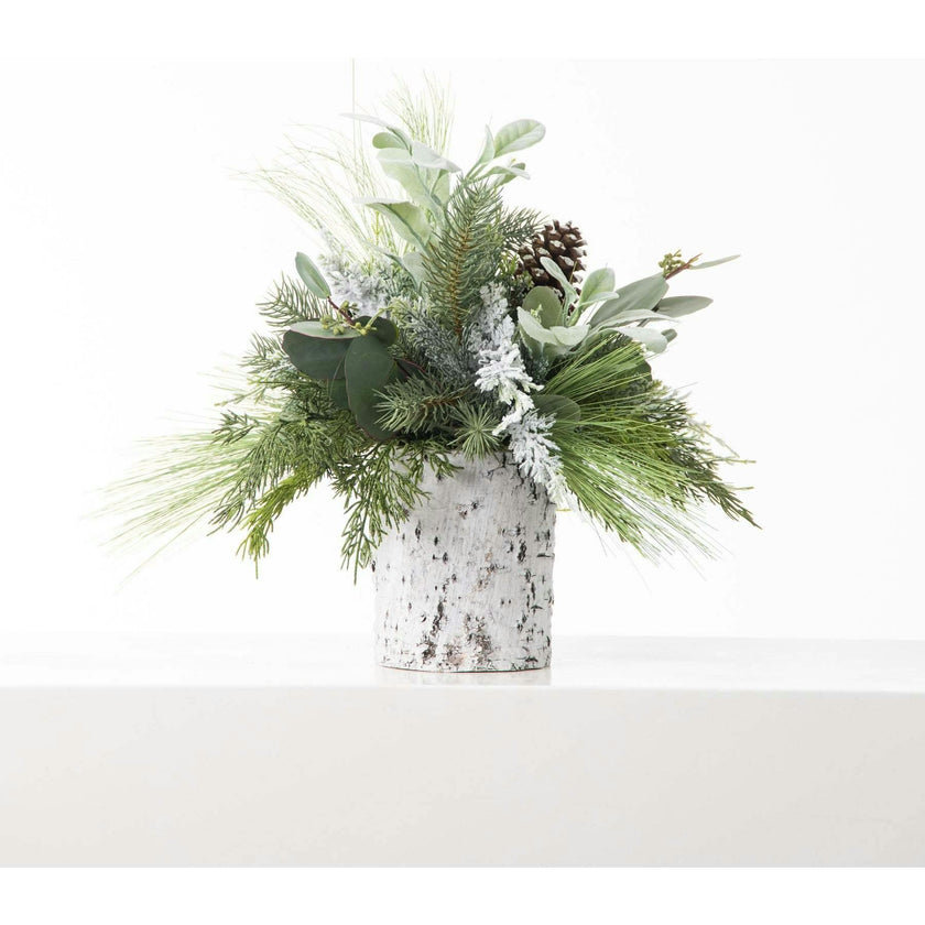 Mixed Winter Greenery & Pinecone Rustic Arrangement