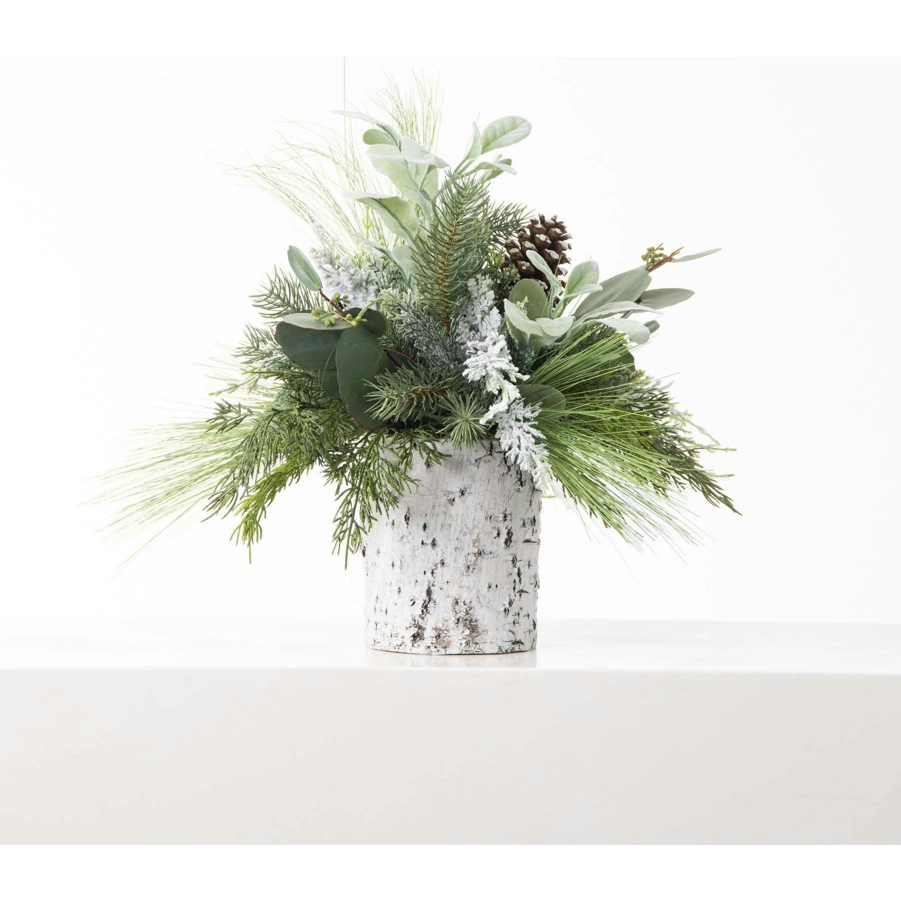 Mixed Winter Greenery & Pinecone Rustic Arrangement