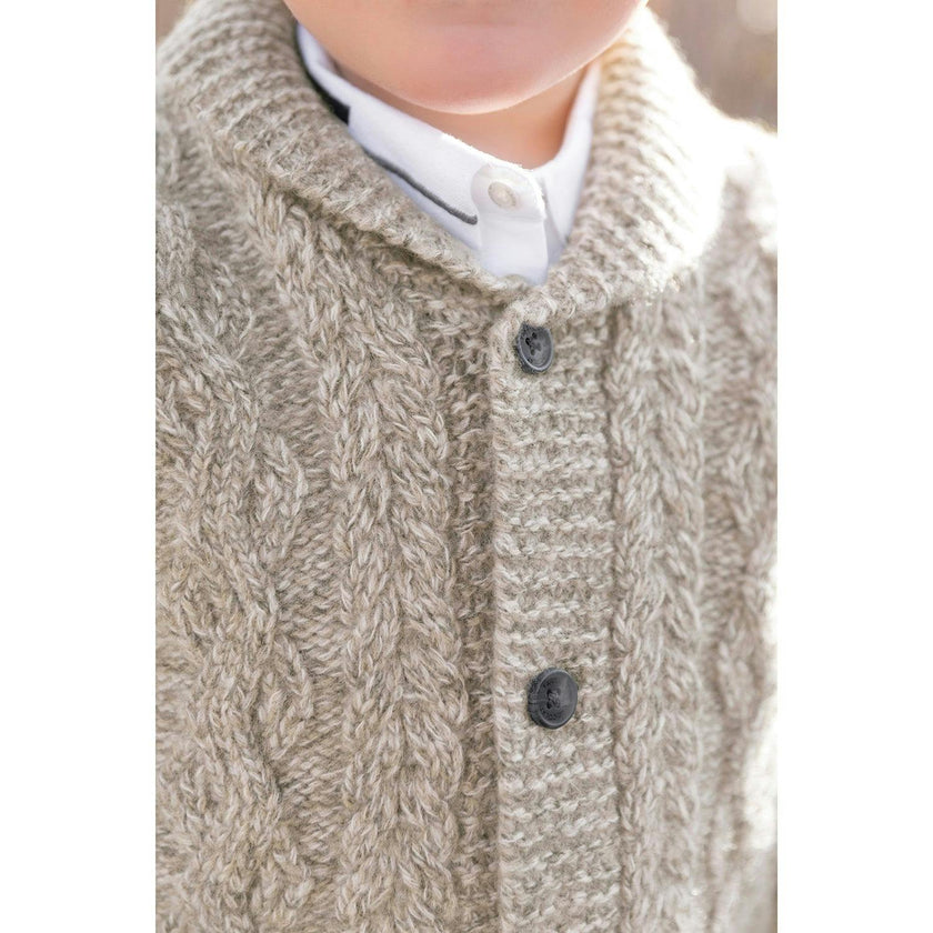 Baby Shawl Collar Cable Knit Button-Down Cardigan