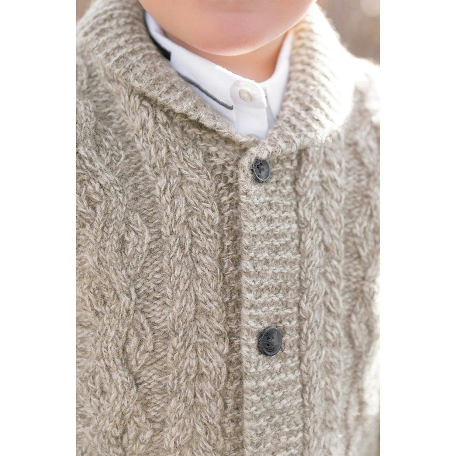 Baby Shawl Collar Cable Knit Button-Down Cardigan