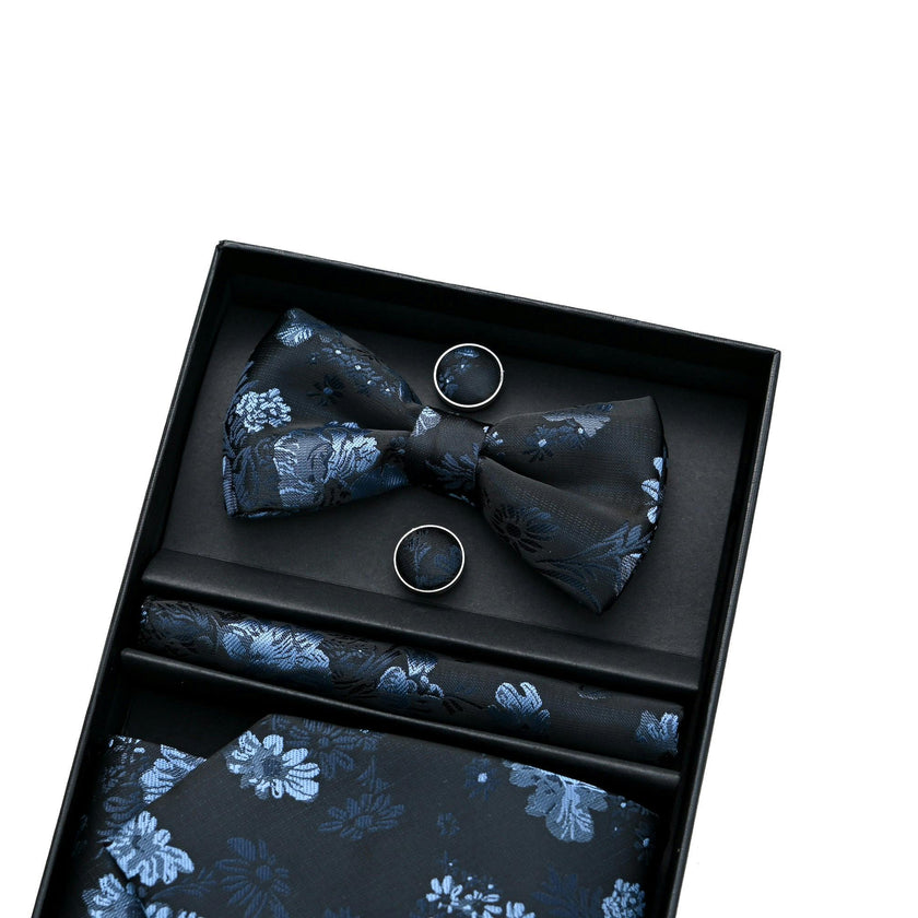 Blue Floral Tie Set
