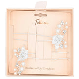 Crystal Flower Pearl Accent Hair Pins
