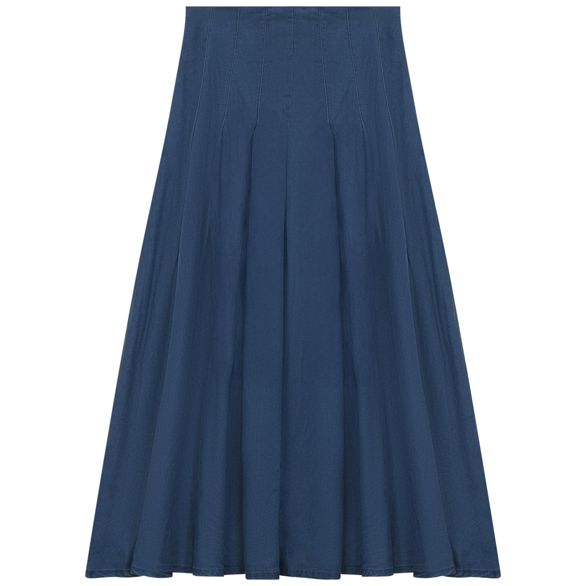 Midi Denim Pleated Skirt