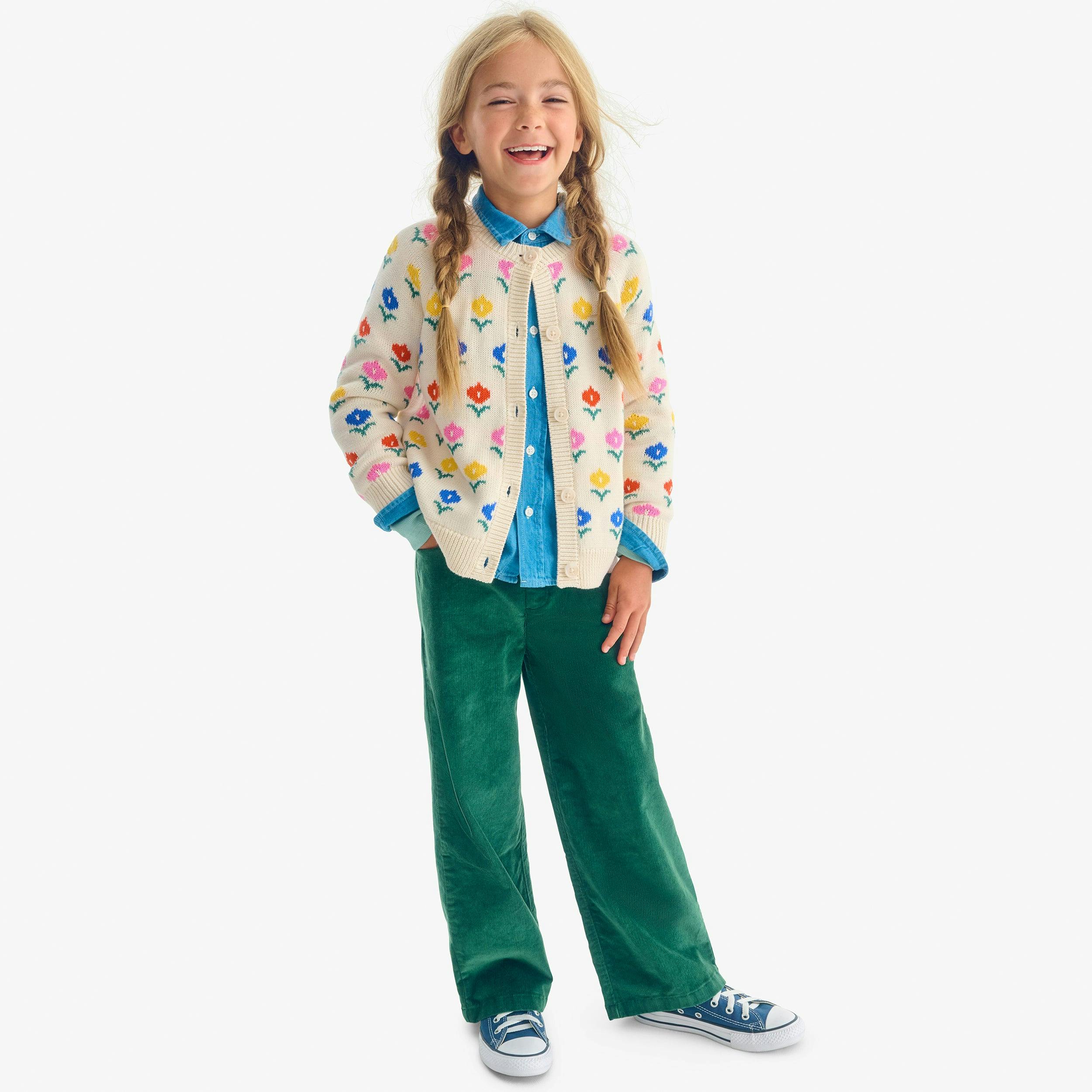 Kids cardigan in fall florals