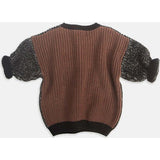 Chunky Ribbed Knit Round Neck Long Sleeve Wide Boxy Fit Sweater