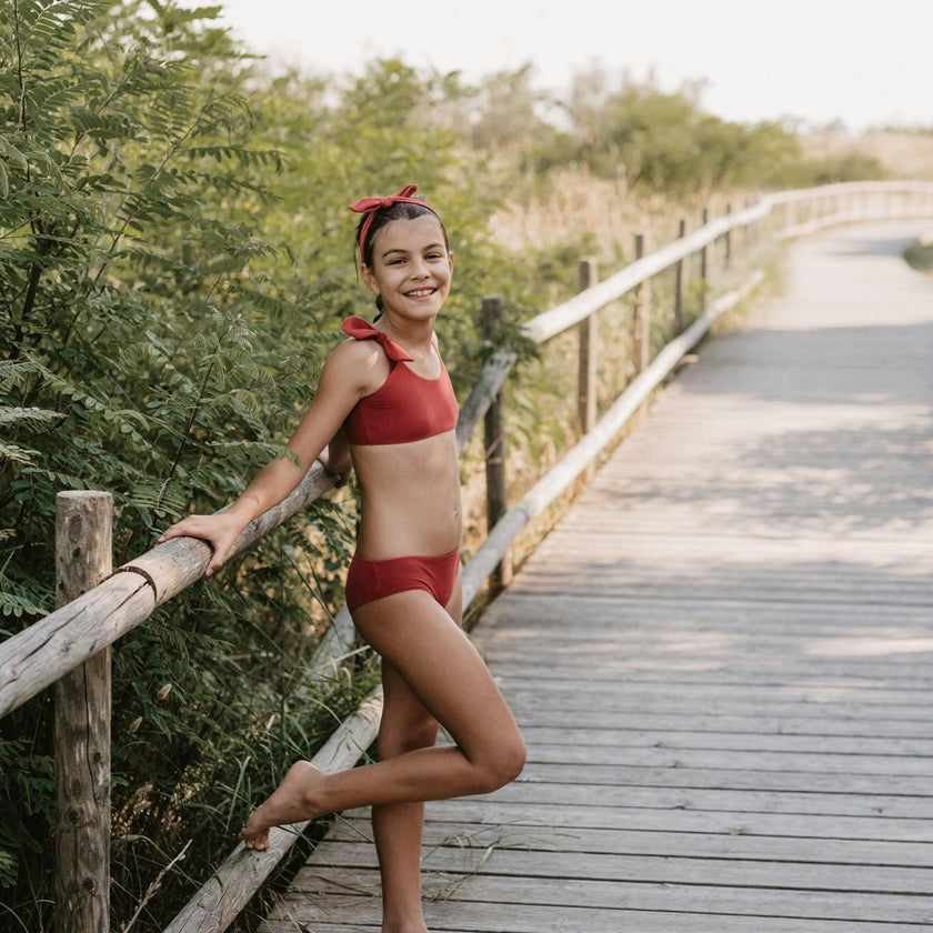 Victoria Towelling Bikini in Terracotta