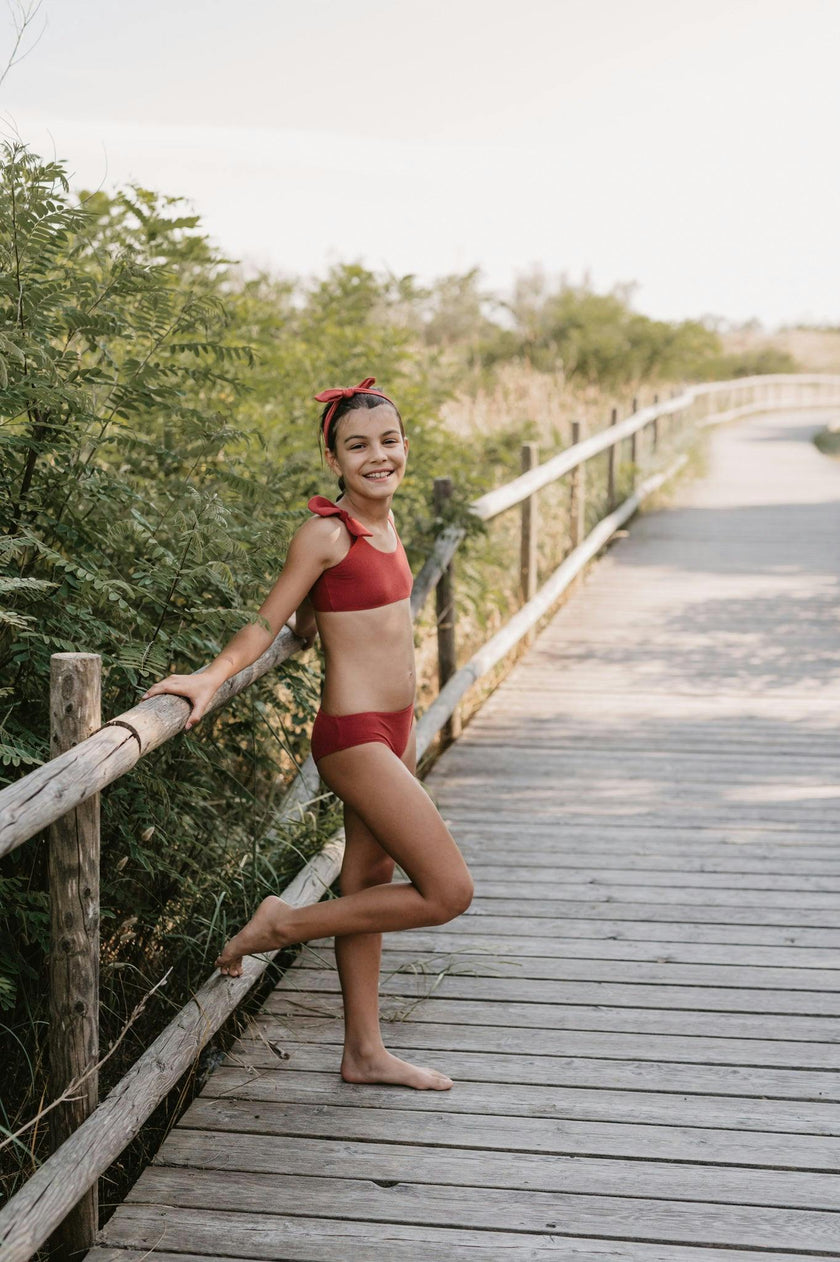 Victoria Towelling Bikini in Terracotta