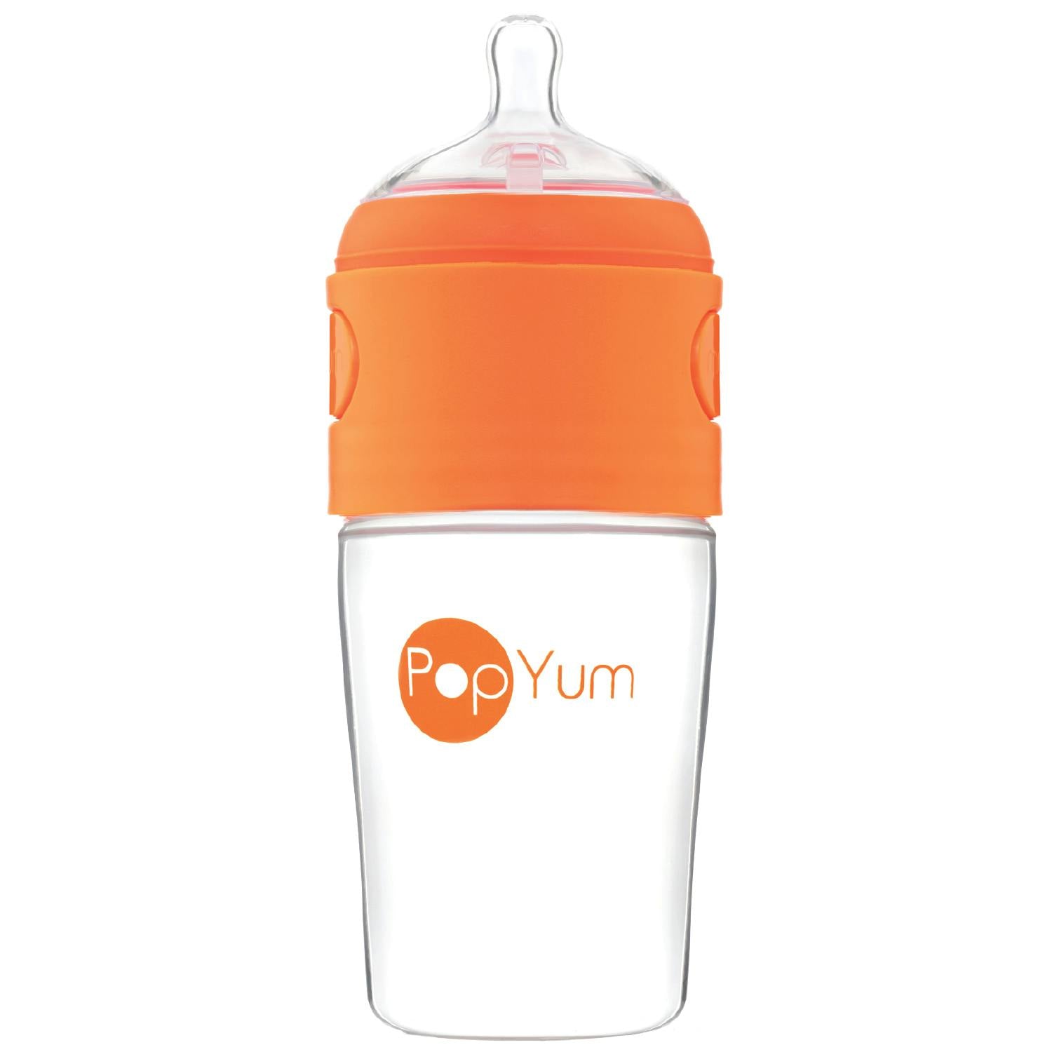 PopYum 9 oz Orange Anti-Colic Formula Making/Mixing/Dispenser Baby Bottle with #2 Medium Flow Nipple