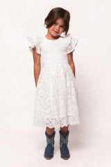 Mini Hattie Dress in White Lace