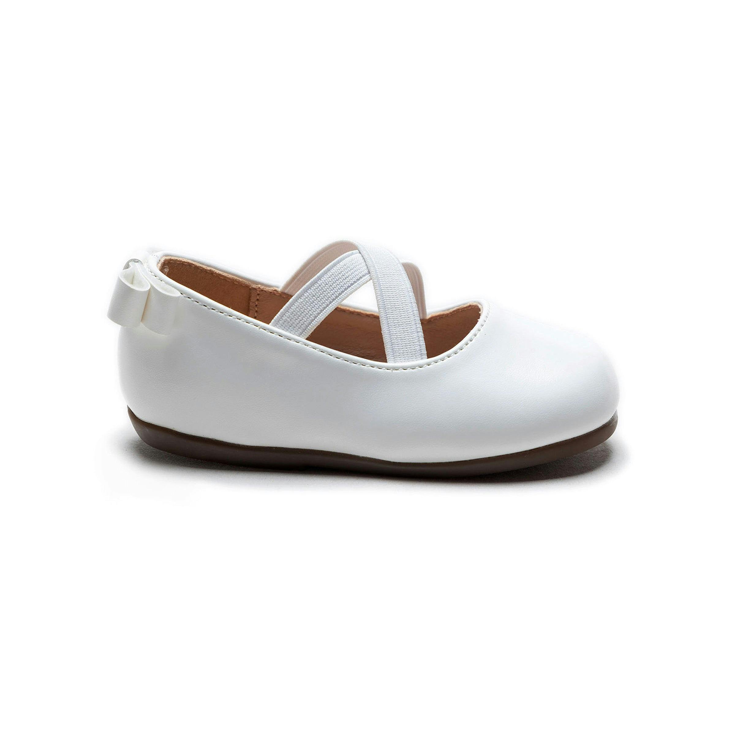 White Charmed Cross Banded Ribbon Flats