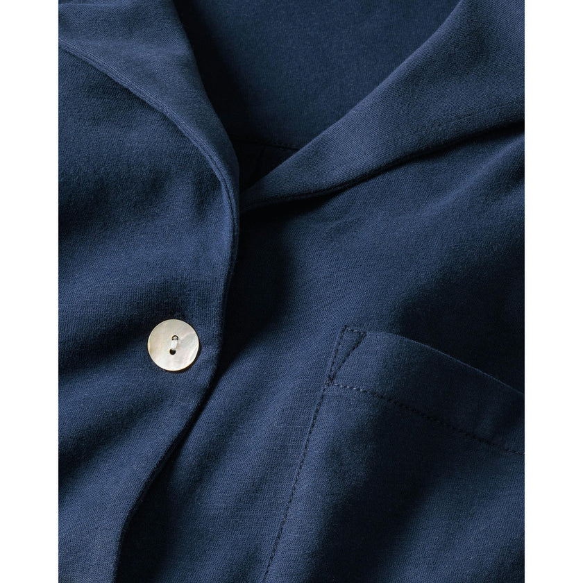 The Olivia Wide Leg Pima Pajama Set in Navy