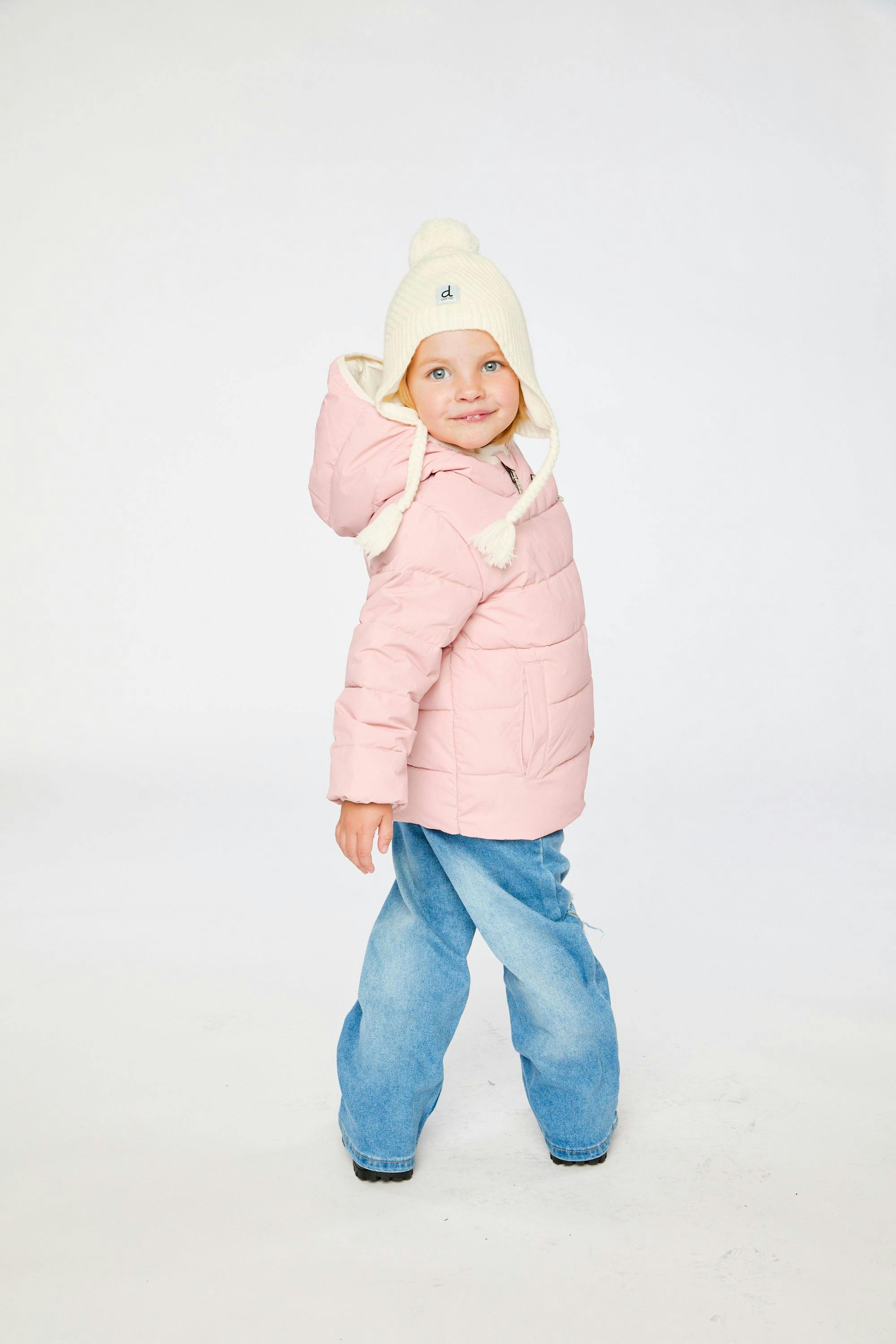 Winter Jacket Adapted For Car Seats Pale Dusty Pink
