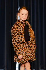 Faux Fur Shoulder Bag Brown Leopard Print
