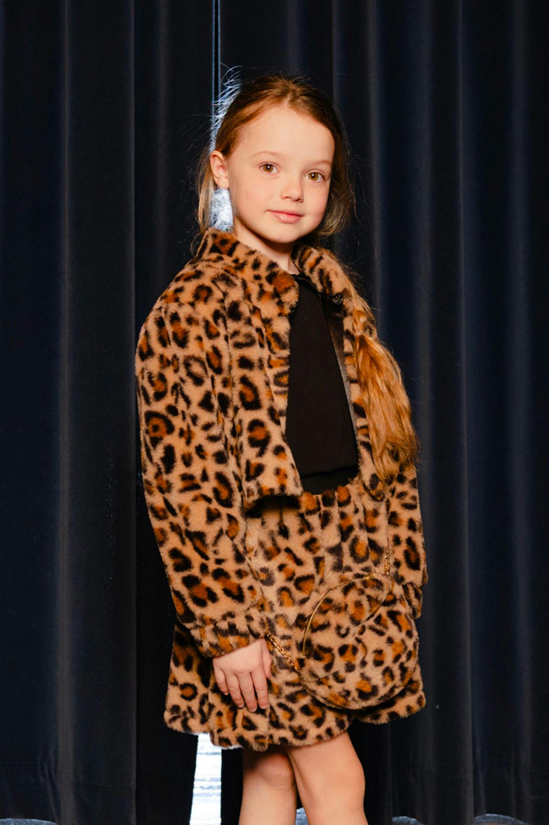 Faux Fur Shoulder Bag Brown Leopard Print
