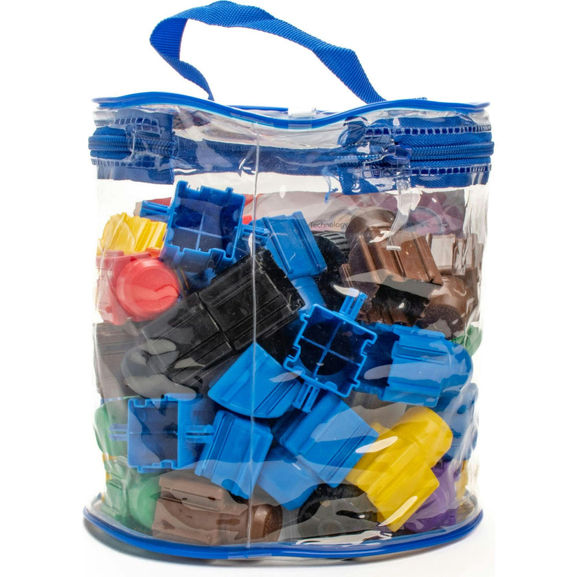 Snapo Jr. Beginner Builder's Kit - 60 pcs - Colorful Blocks & Wheels