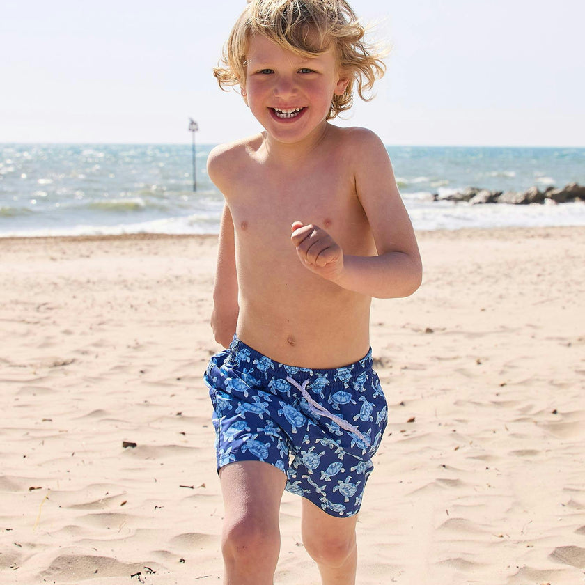 Boys Swimshorts in Navy Turtle