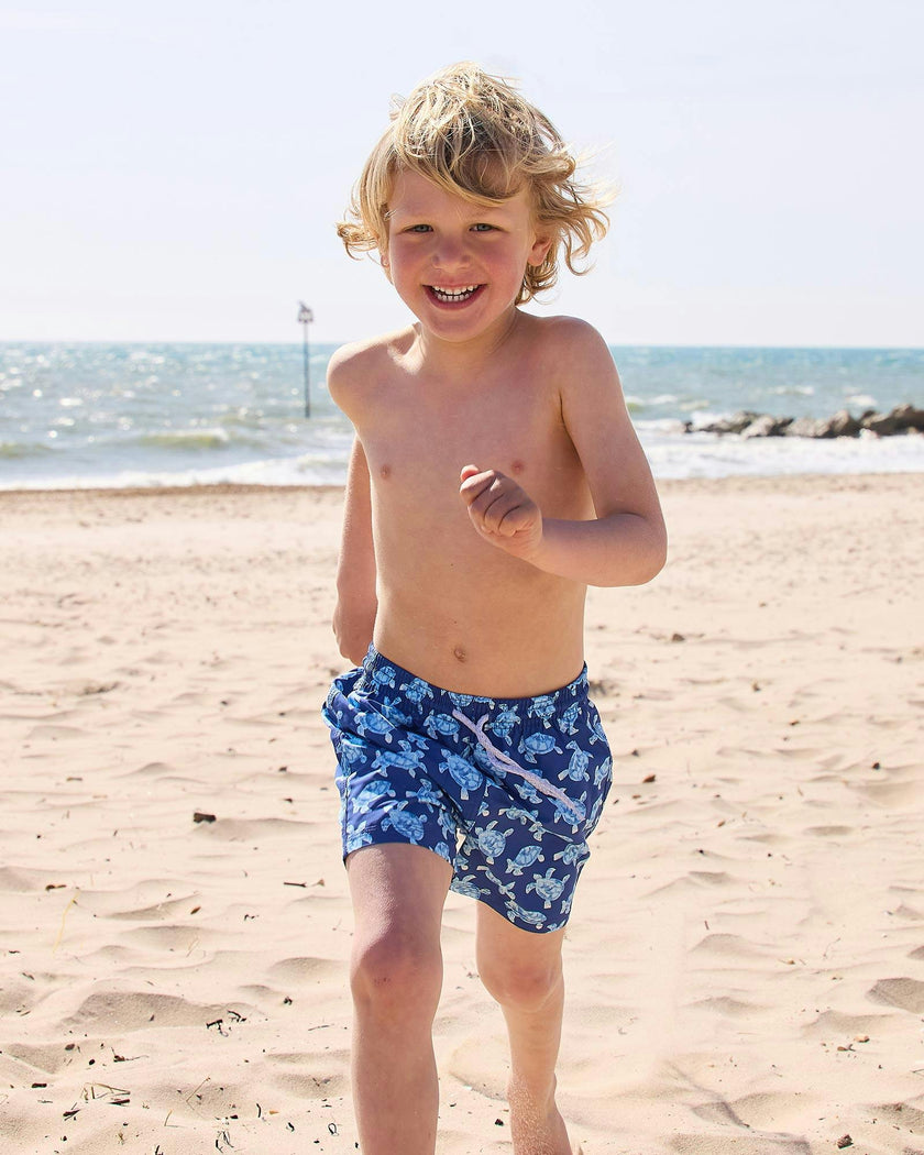 Boys Swimshorts in Navy Turtle