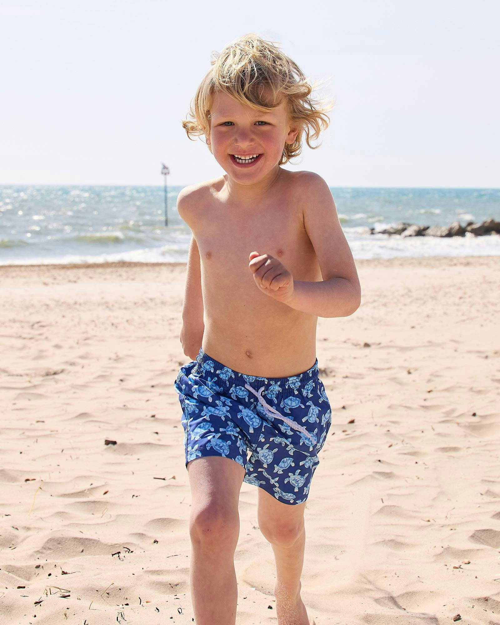 Boys Swimshorts in Navy Turtle