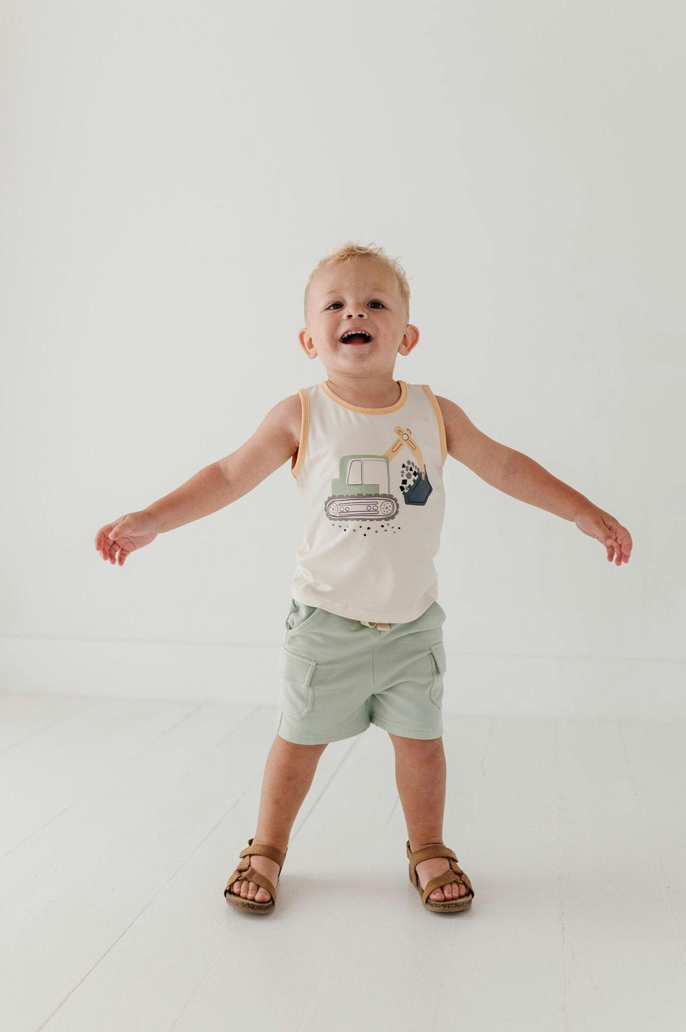 Boys Cargo Shorts in Dusty Sky Blue