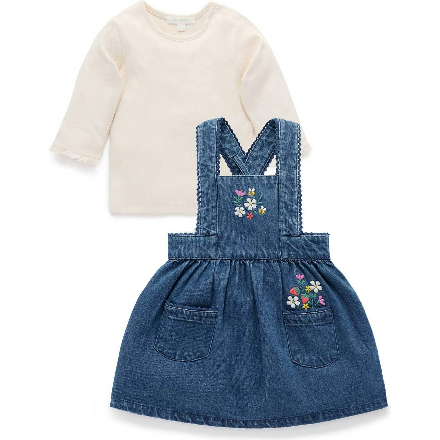 Embroidered Pinnie Set Mid Denim