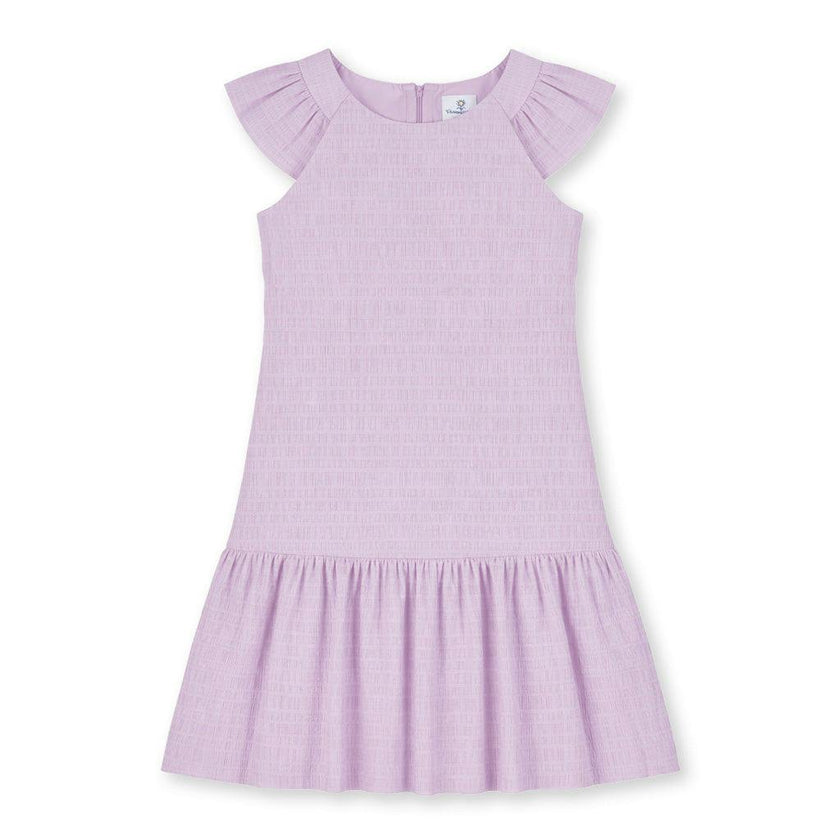 Crinkle Lawn Dress With Shirred Hem Ruffle