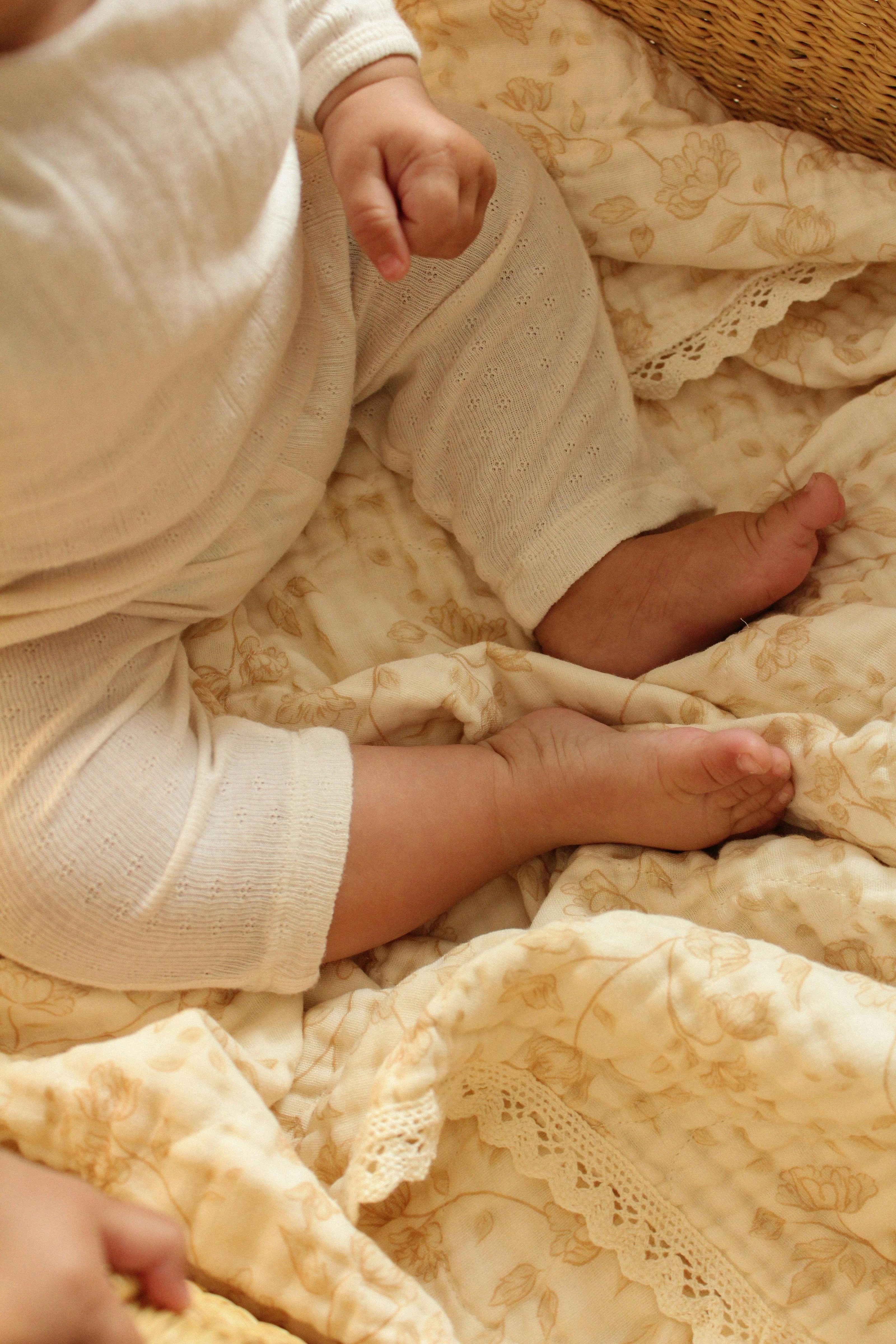 Goldie Buttercream Floral QUILTED 6 Layer Gauze Blanket