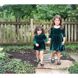 Holiday Velvet Embroidered Snap Closure Bubble Romper