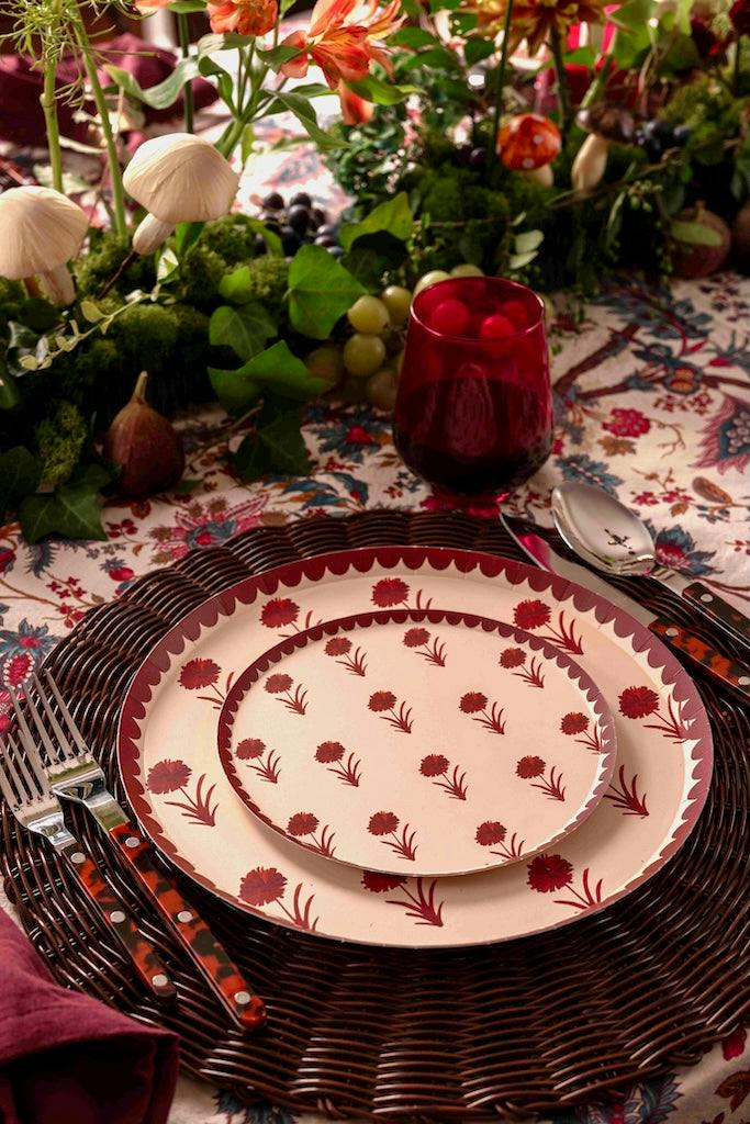 Elodie Hors d’Oeuvres Plate Set in Cranberry