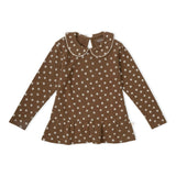 Organic Collar Peplum Top Set of 2 - Chestnut Bloom + Brown