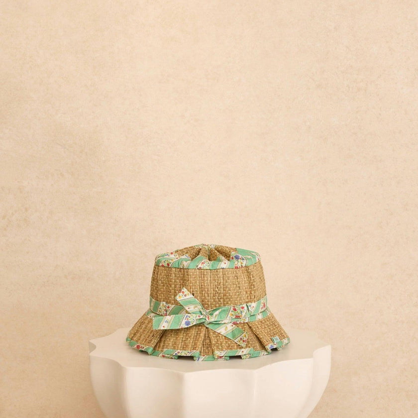 Lorna Murray x La Coqueta Sage Floral Stripe Beauty Point Girl Grass Hat