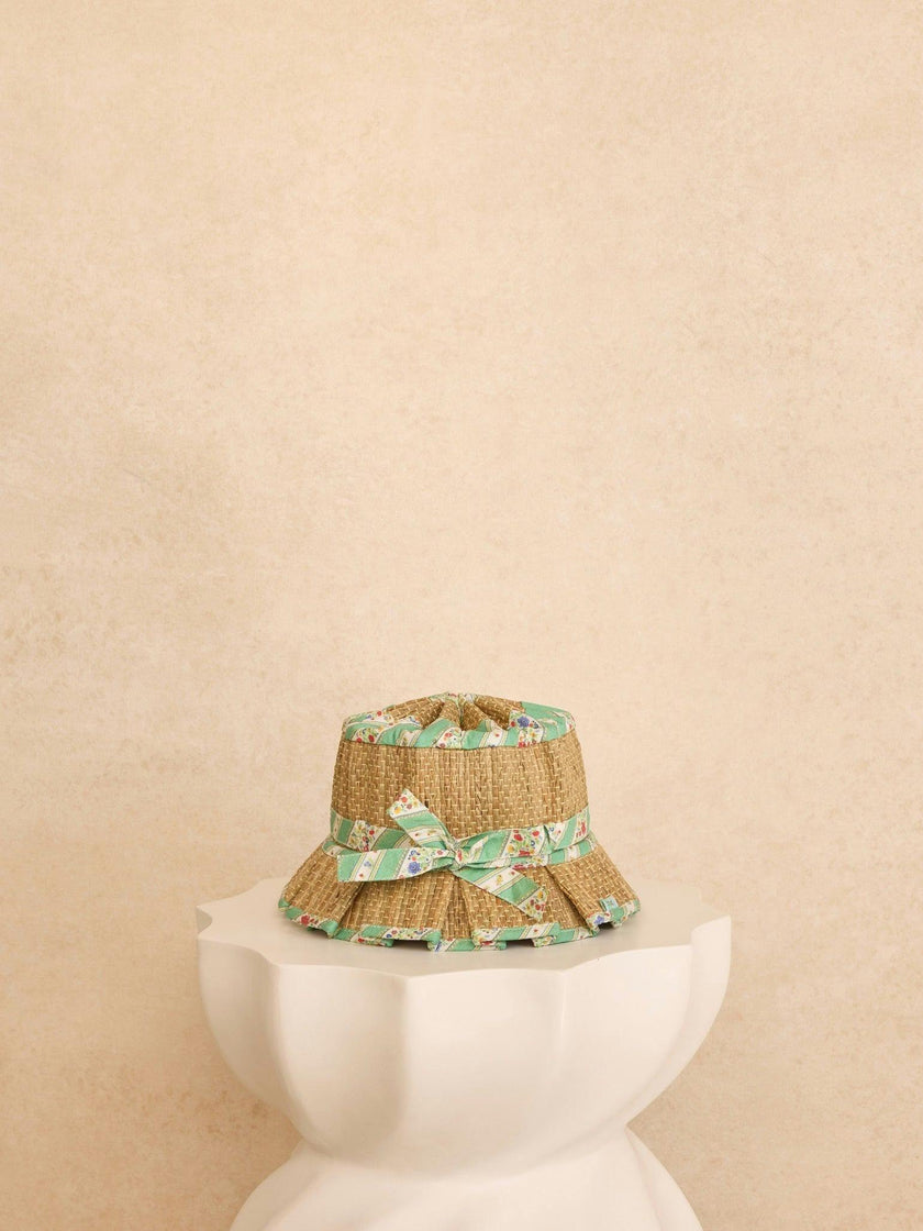Lorna Murray x La Coqueta Sage Floral Stripe Beauty Point Girl Grass Hat