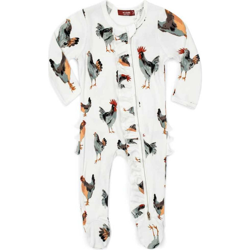 Organic Cotton Ruffle Zipper Footed Romper