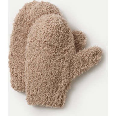 Fuzzy Ribbed Cuff Mittens