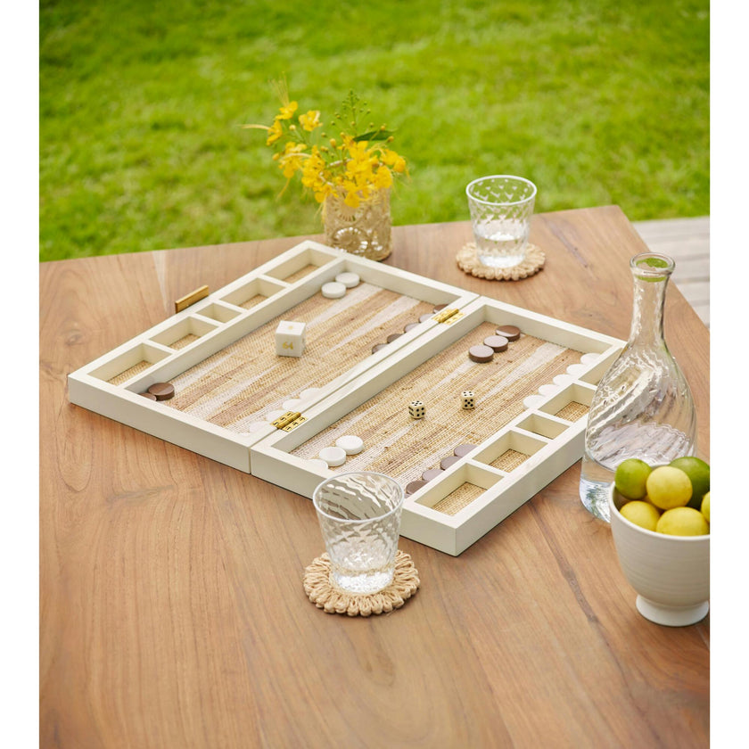 Lacquer Raffia Backgammon Set