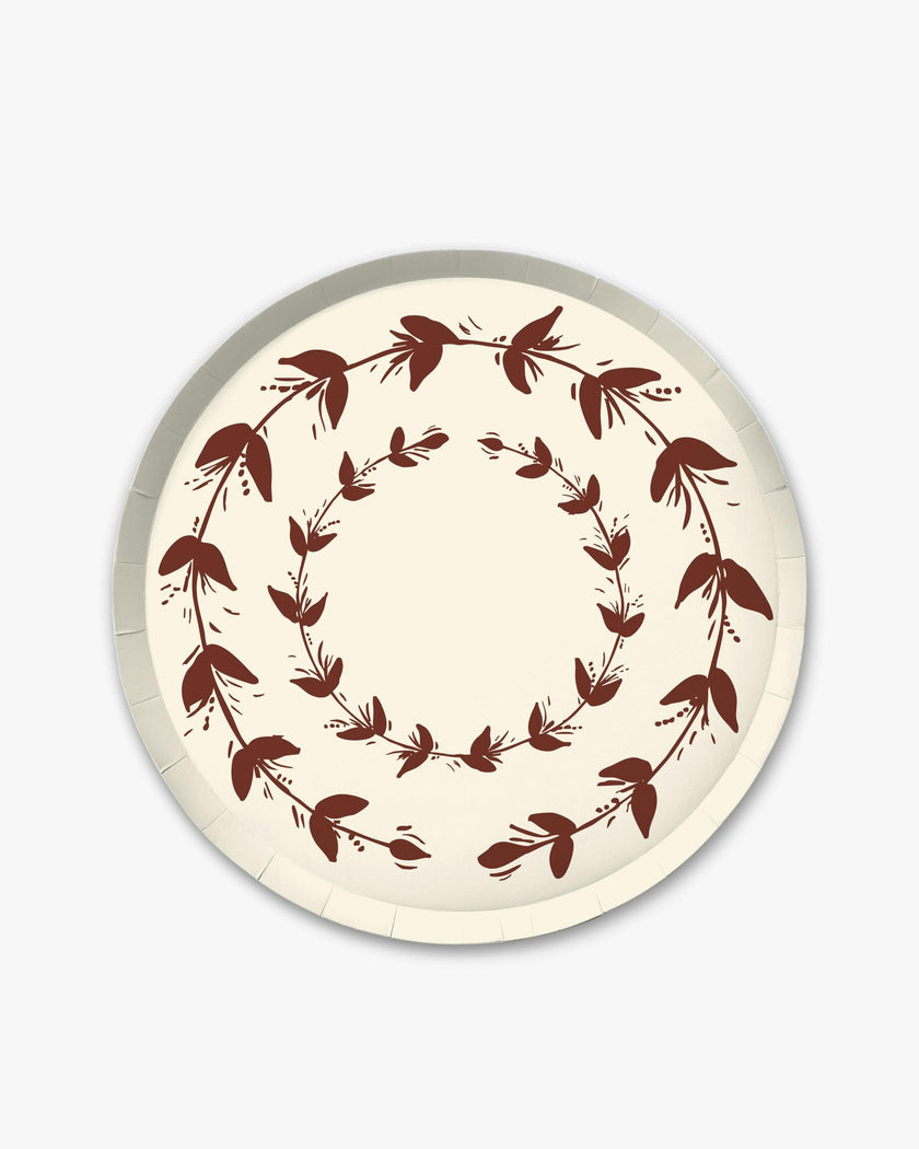 Verde Vines Dinner Plate Set in Ivory//Mahogany