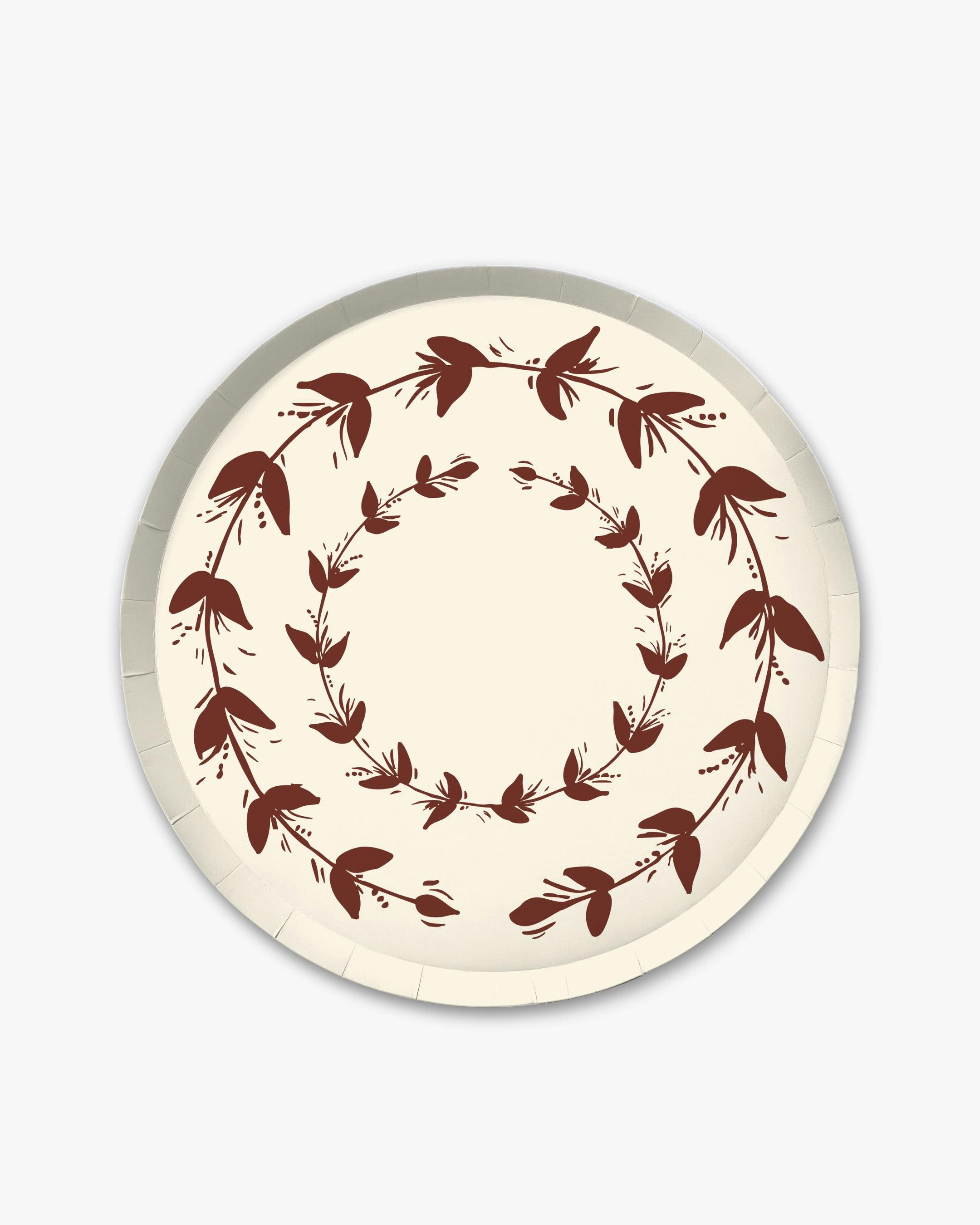Verde Vines Dinner Plate Set in Ivory//Mahogany