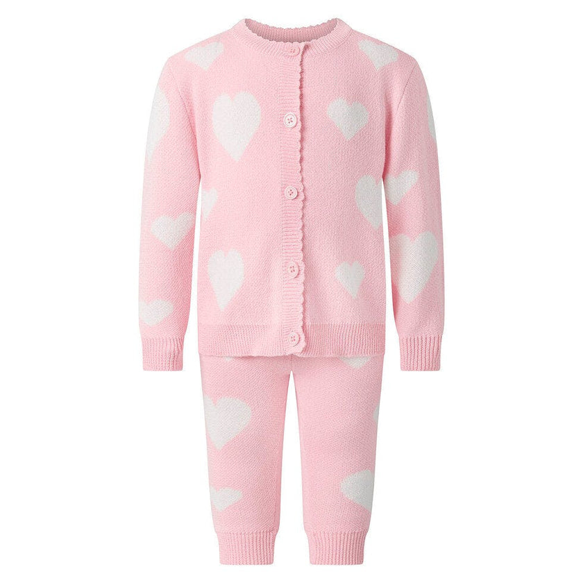Heart Knit Cardigan & Leggings Set