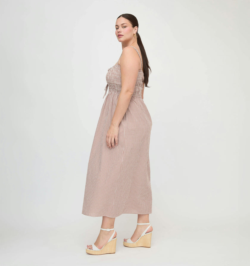 The Larissa Nap Dress - Cognac Gingham