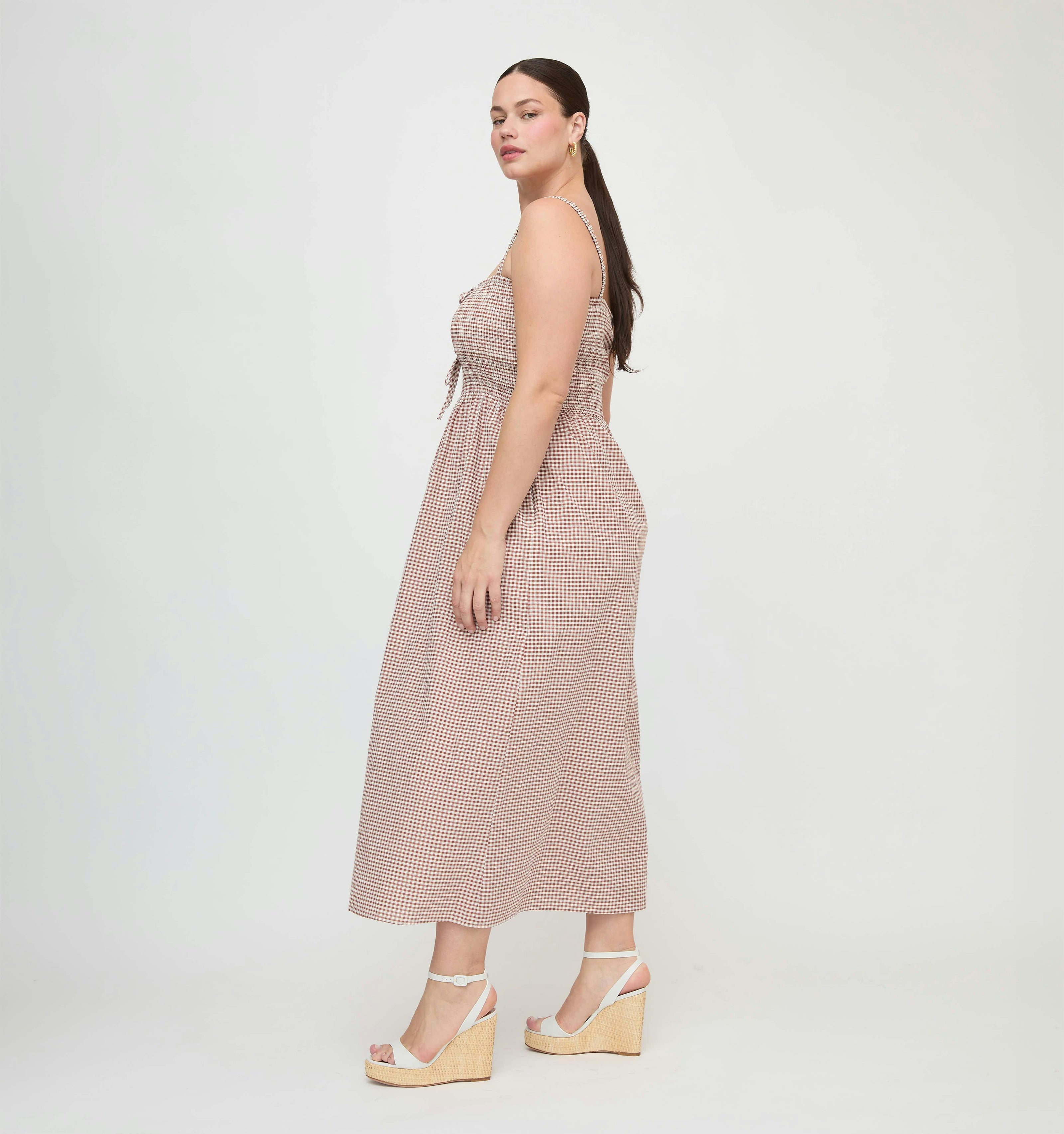 The Larissa Nap Dress - Cognac Gingham
