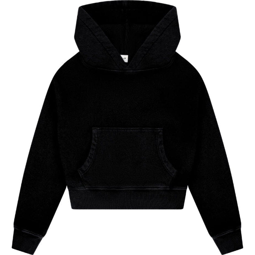 Tenly Cotton Fleece Cropped Kangaroo Pocket Hoodie